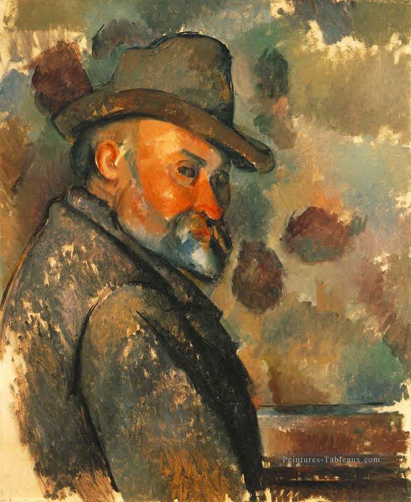 Autoportrait dans un chapeau en feutre Paul Cézanne Peintures à l'huile